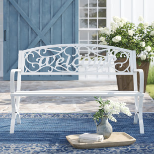 White metal outdoor discount bench